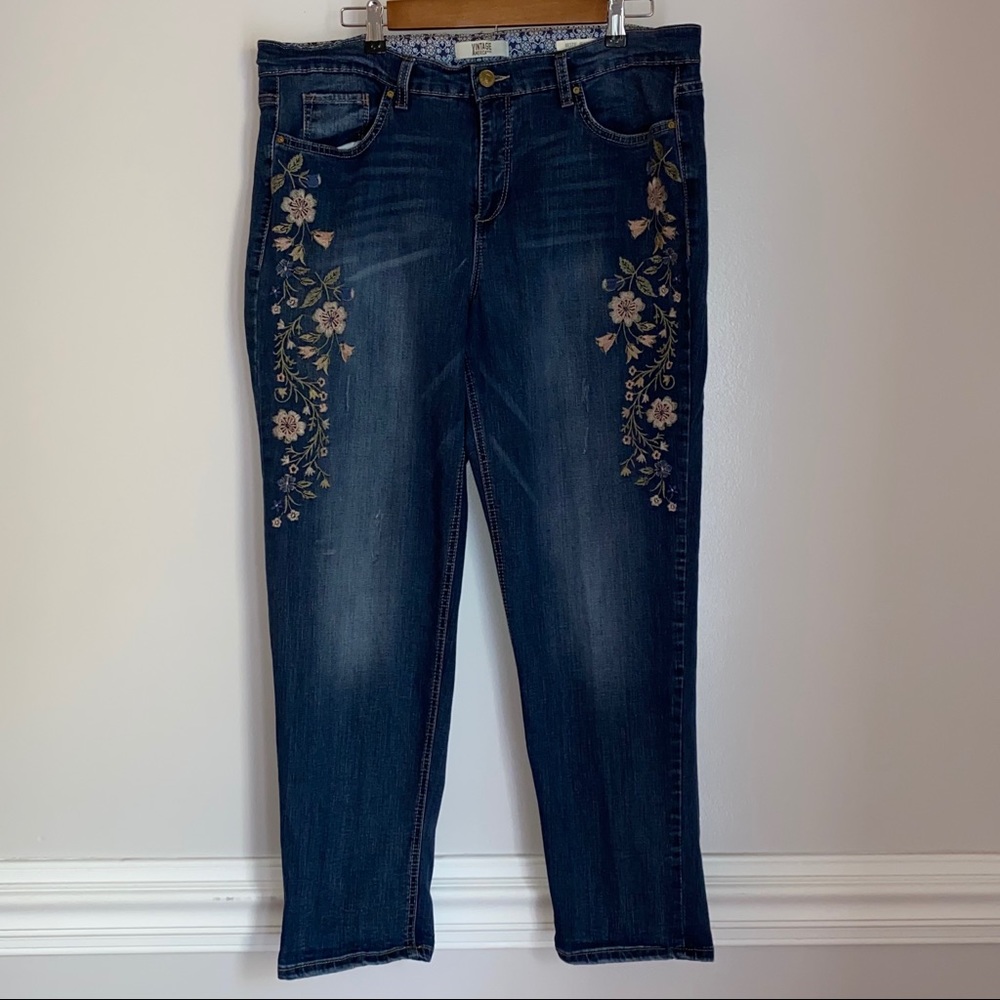 Vintage America Blues Floral Boho Jeans 16 33